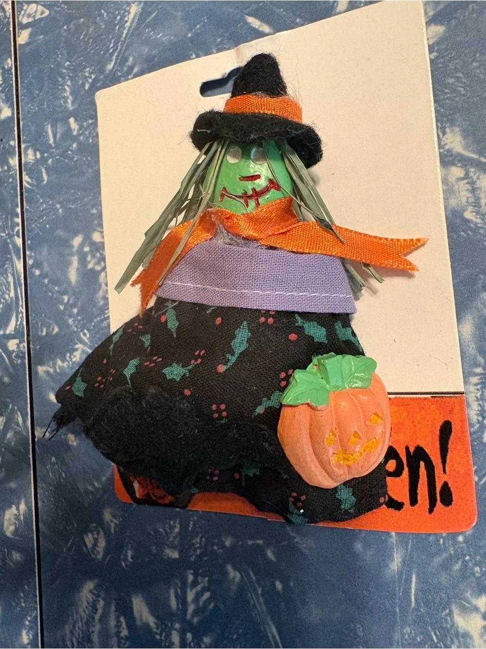Vintage Green Witch Halloween Pin